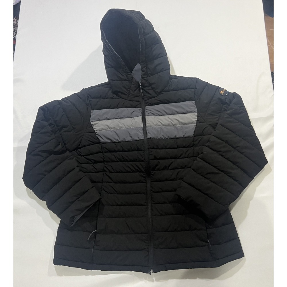 HFX Outdoors Puffer Jacket Womens Black XL Hooded Quilted Water Resistent